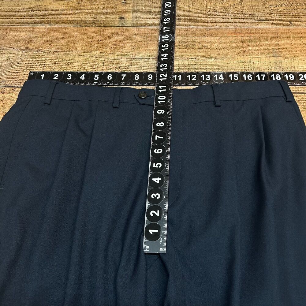 Brooks Brothers Dress Pants Mens 38x30 Blue Pleated Cuffed Hems Measures 37x30‎ - Picture 3 of 5
